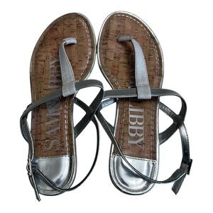 Sam & Libby Silver Flat Sandals Size 9